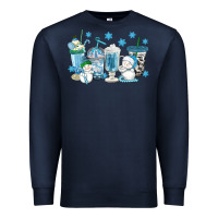 Navy winter snowman coffee cups Premium Sweatshirt - texasbilliewilder