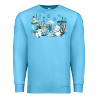 Ocean Blue winter snowman coffee cups Premium Sweatshirt - texasbilliewilder