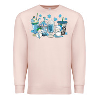 Pale Pink winter snowman coffee cups Premium Sweatshirt - texasbilliewilder