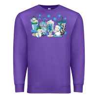 Purple winter snowman coffee cups Premium Sweatshirt - texasbilliewilder