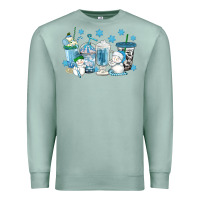 Seafoam winter snowman coffee cups Premium Sweatshirt - texasbilliewilder