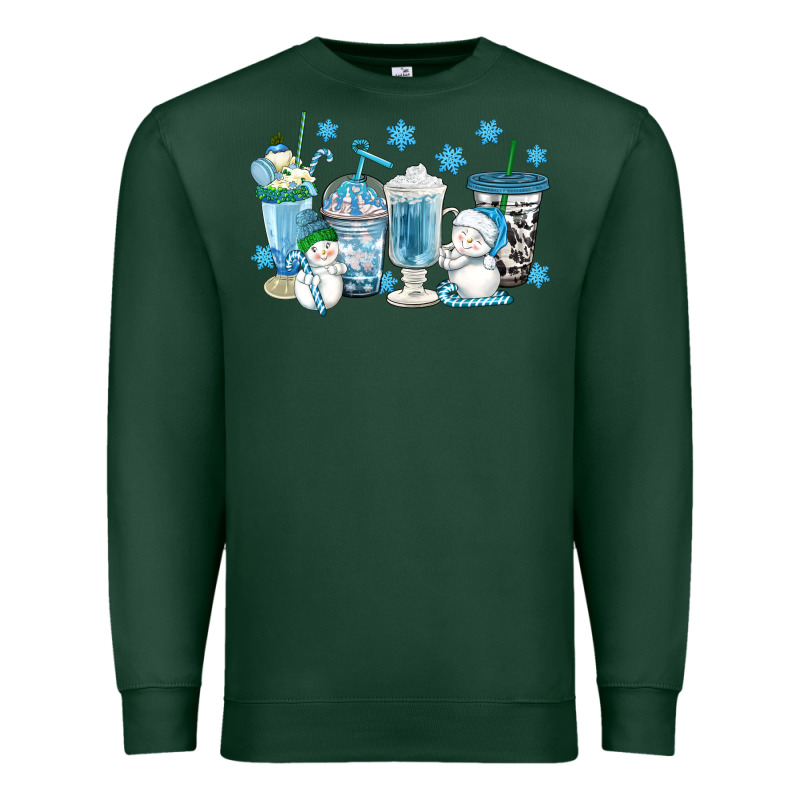 Winter Snowman Coffee Cups Premium Sweatshirt by texasbilliewilder | Teevron