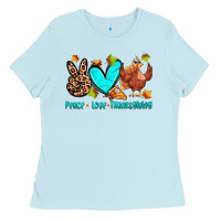 Baby Blue peace love thanksgiving Ladies Tee - Zillion Design Studio