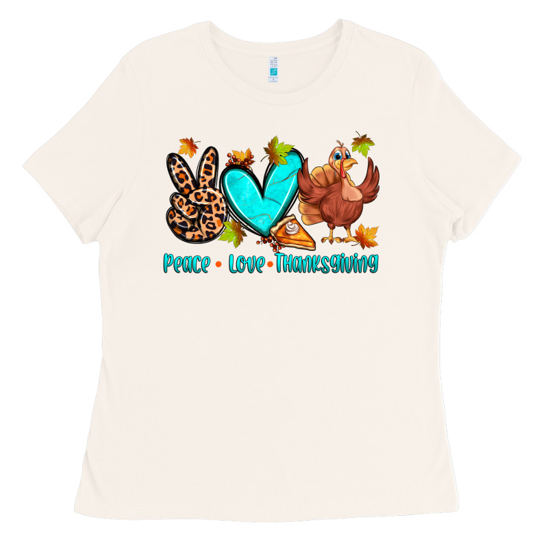 Peace Love Thanksgiving Ladies Tee by Zillion Design Studio | Teevron