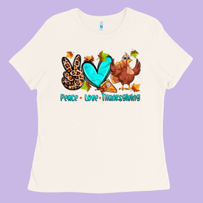 Peace Love Thanksgiving Ladies Tee Designed By Zillion Design Studio