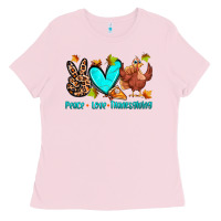 Bubblegum Pink peace love thanksgiving Ladies Tee - Zillion Design Studio