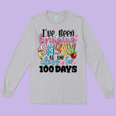 100 Days Of School Long Sleeve Tee Designed By Maliassmallbusiness