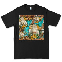 Black sunflowers charolais cow seamless pattern Premium Tee - HRA Design Shop
