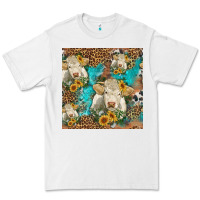 White sunflowers charolais cow seamless pattern Premium Tee - HRA Design Shop