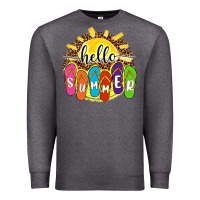 Charcoal Heather hello summer with flip flops Premium Sweatshirt - NancyCooperArtShop