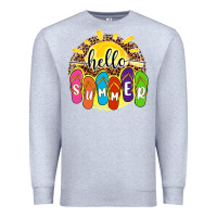 Heather Grey hello summer with flip flops Premium Sweatshirt - NancyCooperArtShop