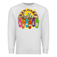 Oatmeal Heather hello summer with flip flops Premium Sweatshirt - NancyCooperArtShop