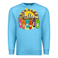 Ocean Blue hello summer with flip flops Premium Sweatshirt - NancyCooperArtShop