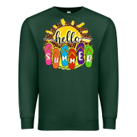 Sports Green hello summer with flip flops Premium Sweatshirt - NancyCooperArtShop