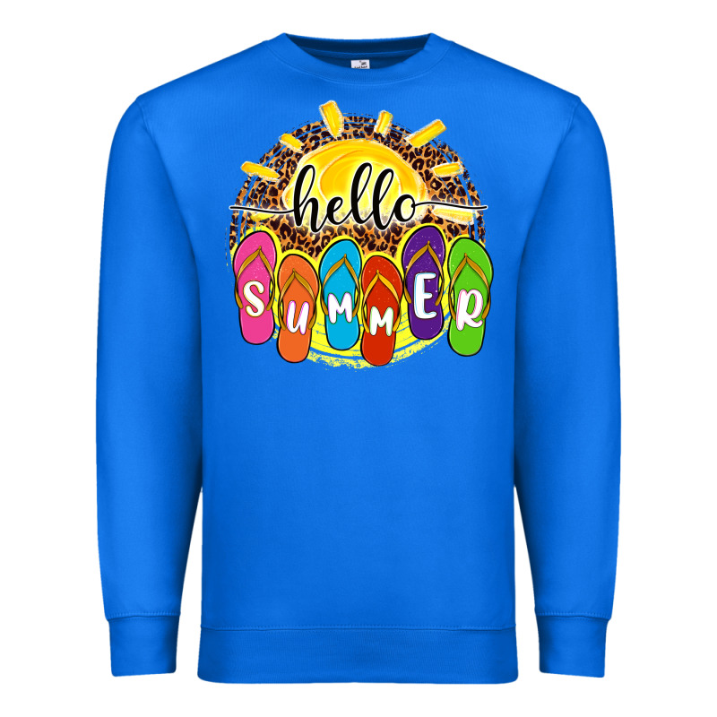 Hello Summer With Flip Flops Premium Sweatshirt by NancyCooperArtShop | Teevron