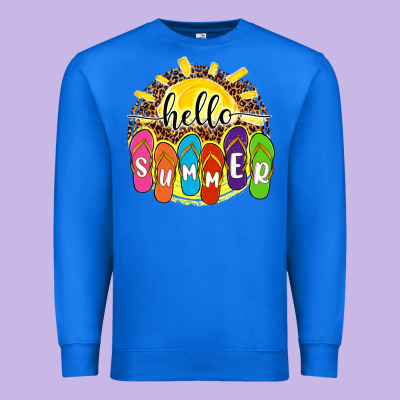 Hello Summer With Flip Flops Premium Sweatshirt Designed By Nancycooperartshop