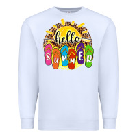White hello summer with flip flops Premium Sweatshirt - NancyCooperArtShop