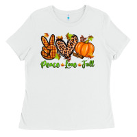 White peace love fall Ladies Tee - Zillion Design Studio