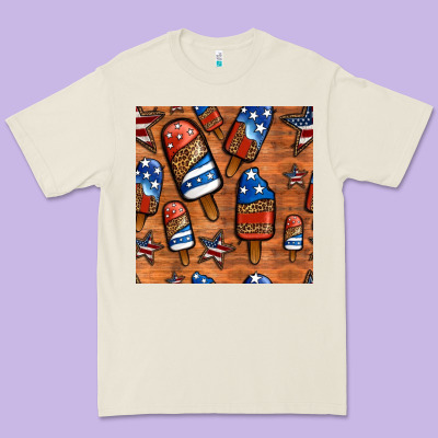 Patriotic Popsicles Seamless Pattern Premium Tee Designed By Hra Design Shop