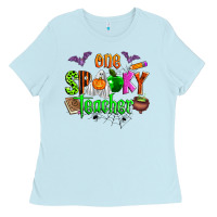 Baby Blue one spooky teacher Ladies Tee - Zillion Design Studio