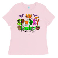 Bubblegum Pink one spooky teacher Ladies Tee - Zillion Design Studio
