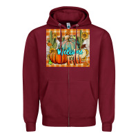 Burgundy welcome fall tumbler Zipper Hoodie - BundleAndBundleShop