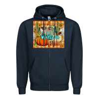 Navy welcome fall tumbler Zipper Hoodie - BundleAndBundleShop