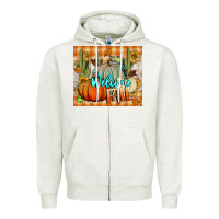 Oatmeal Heather welcome fall tumbler Zipper Hoodie - BundleAndBundleShop