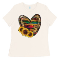 Bone western sunflowers heart Ladies Tee - RanaPortraitStore