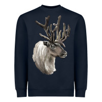 Navy Reindeer Buck Deer Head Heavyweight Sweatshirt - LillyAllenDesigns