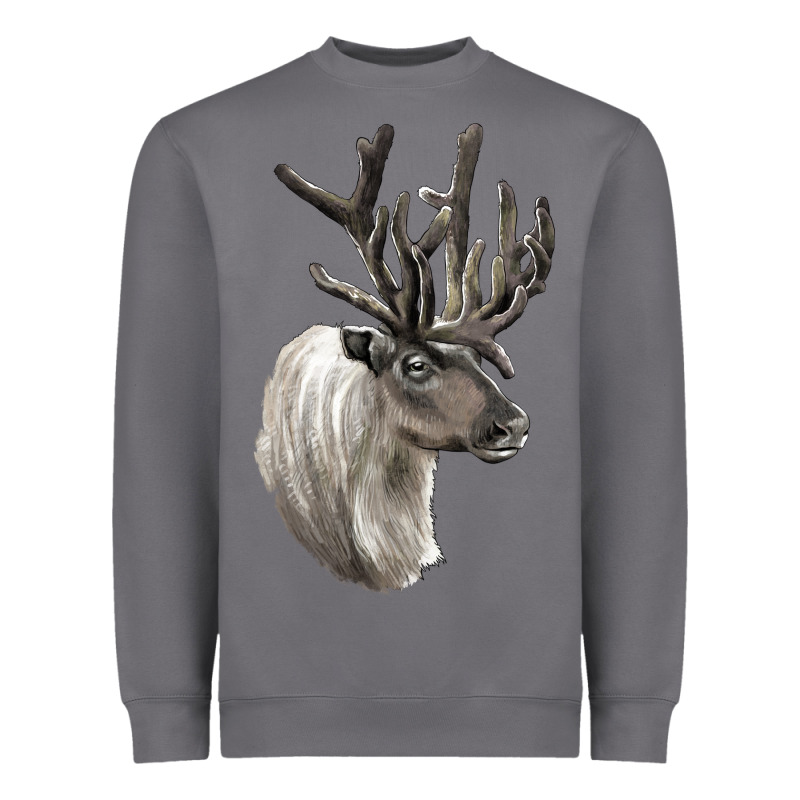Reindeer Buck Deer Head Heavyweight Sweatshirt by LillyAllenDesigns | Teevron