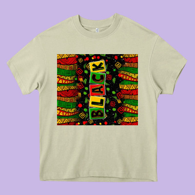 Black License Letters  Juneteenth Heavy Core Tee Designed By Zillion Design Studio