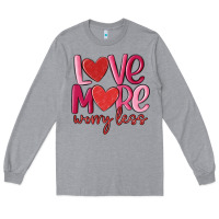 Heather Grey love more worry less Long Sleeve Tee - MaliasSmallBusiness