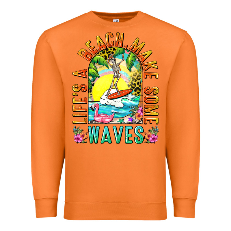 Life's A Beach Make Some Waves Premium Sweatshirt by NancyCooperArtShop | Teevron