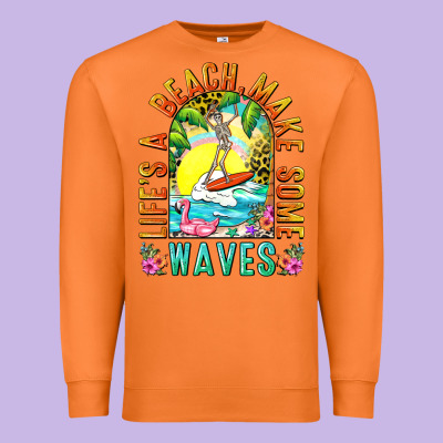Life's A Beach Make Some Waves Premium Sweatshirt Designed By Nancycooperartshop