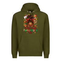 Army Green santas favorite pharmacy tech afro messy bun Premium Hoodie - texasbilliewilder