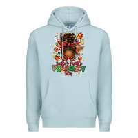 Blue Mist santas favorite pharmacy tech afro messy bun Premium Hoodie - texasbilliewilder