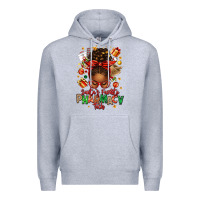 Heather Grey santas favorite pharmacy tech afro messy bun Premium Hoodie - texasbilliewilder