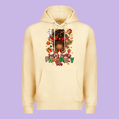 Santas Favorite Pharmacy Tech Afro Messy Bun Premium Hoodie Designed By Texasbilliewilder