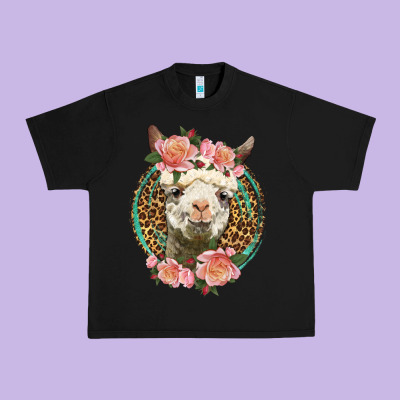 Western Llama And Roses Urban Heavy Tee Designed By Lillyallendesigns