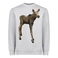 Heather Grey moose fawn deer Heavyweight Sweatshirt - LillyAllenDesigns