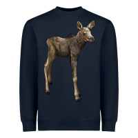 Navy moose fawn deer Heavyweight Sweatshirt - LillyAllenDesigns