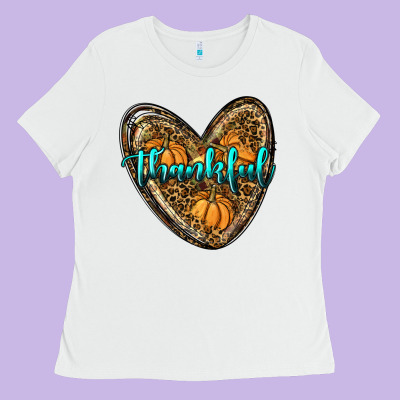 Thankful Pumpkin Heart Ladies Tee Designed By Ranaportraitstore