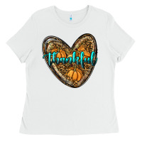 White thankful pumpkin heart Ladies Tee - RanaPortraitStore