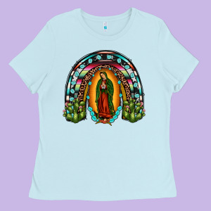 Our Lady Of Guadalupe Rainbow Ladies Tee Designed By Jahusdesignshop