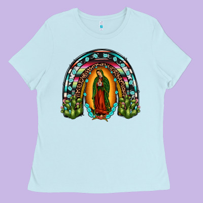 Our Lady Of Guadalupe Rainbow Ladies Tee Designed By Jahusdesignshop