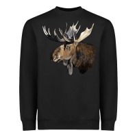 Black moose buck deer head Heavyweight Sweatshirt - LillyAllenDesigns