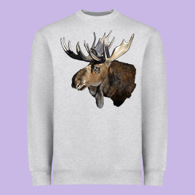 Moose Buck Deer Head Heavyweight Sweatshirt Designed By Lillyallendesigns