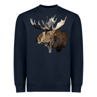 Navy moose buck deer head Heavyweight Sweatshirt - LillyAllenDesigns