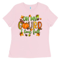 Bubblegum Pink oh my gourd i love fall Ladies Tee - Zillion Design Studio